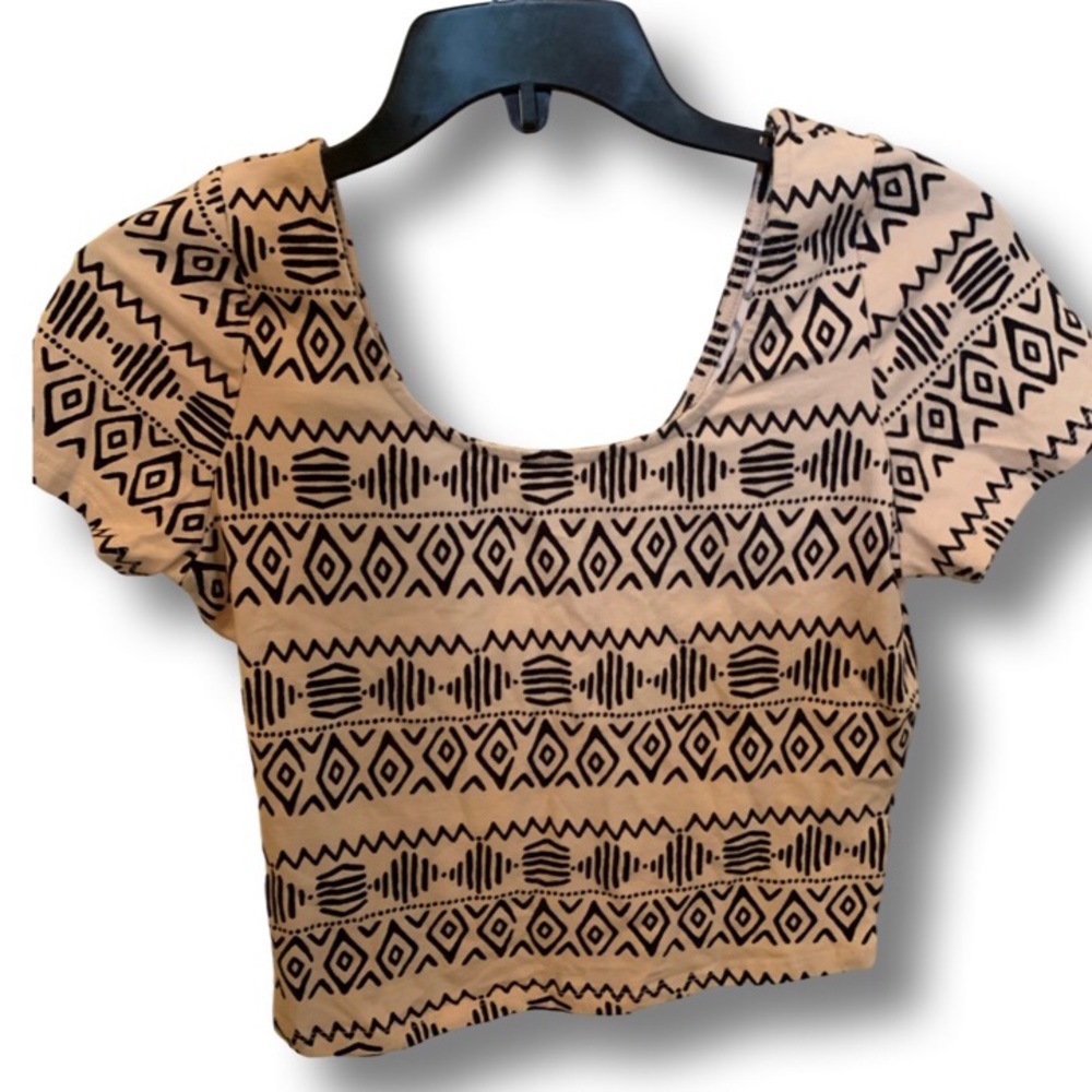 Blush Pink Aztec Geo Print Crop Top